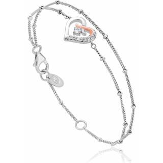 Forever Yours Sterling Silver Kiss Double-Chain Bracelet with Topaz