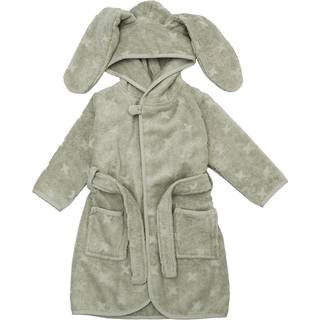 Morgenkåbe til børn med kaninøre - GOTS certificeret økologisk bomuld - Str. 1-2 år - Desert Green - Müsli By Green Cotton badekåbe