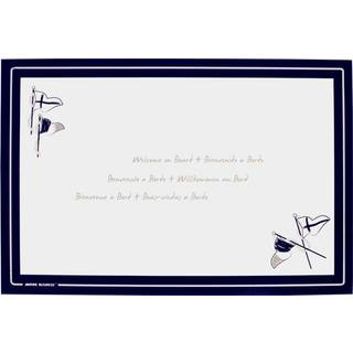 Bordskånere Marine Business Welcome On Board Placemats PVC, hvid/blå, 30 x 45 cm, 6-pak
