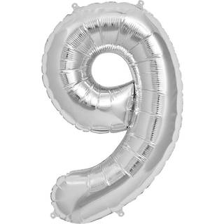 Folienballon Zahl 9 Silber