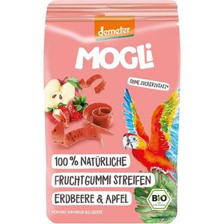 MOGLi Økologiske frugtgummistrimler, jordbær og æble 918.00 DKK/1 kg