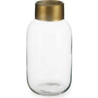 Vase Gift Decor Gennemsigtig Gylden Glas Glat 11,5 x 24 x 11,5 cm