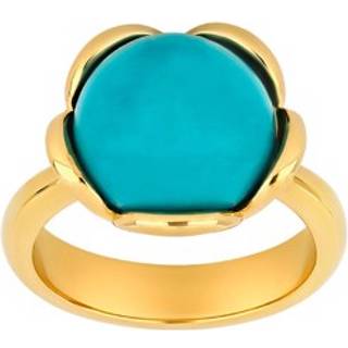Siersbøl Shape Sølv forgyldt ring Flower stor med turkis - Str. 54