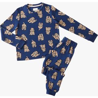 Chelsea Peers Chelsea Peers Blue Kids Cockapoo Print Crewneck Long Pyjamas Set