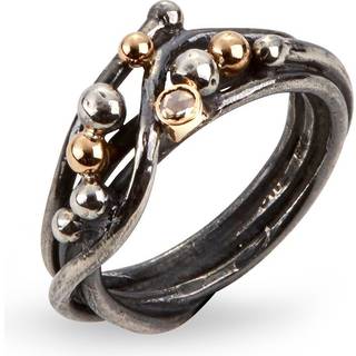 By Birdie Luca Sterling Sølv Ring med 14 Karat Guld og Diamant 0,05 Carat