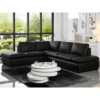 Hjørnesofa i sort læder venstrevendt ONYX