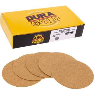 Dura -Gold - Premium - 60 Grit 3 """" Gold Hook & Loop Sanding Discs til Da Sanders - Boks med 20 sandpapirbehandlingsskiver til bil- og træbearbej