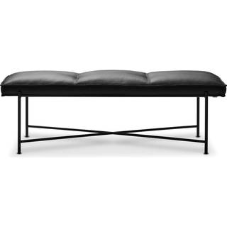 HANDVÄRK Furniture Grand Bench Black Frame Leather Black