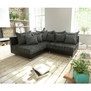 Ecksofa Clovis Schwarz Ottomane Links modular erweiterbar