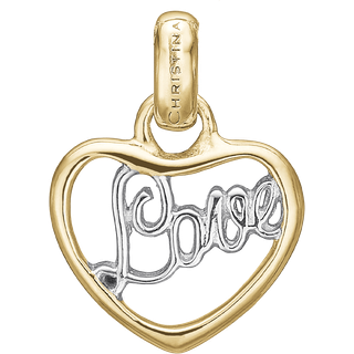 Love Vedhæng - Blankpoleret Forgyldt Sterling Sølv - Christina