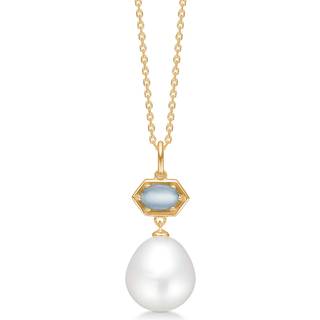 Mads Z Pearl Delight 14 kt. guld vedhæng med aquamarin og perle
