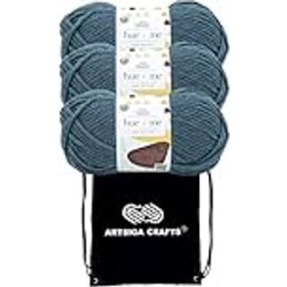 Lion Brand Hue & Me Marine 617-111 (3-SKEINS-Samme farvestof) Chunky voluminøs #5 akryl uldgarn til hækling og strikning med projektpose