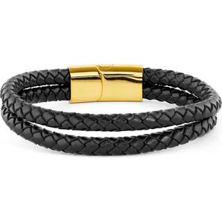 Flettet Sort Armbånd m. Guldtonet Lås