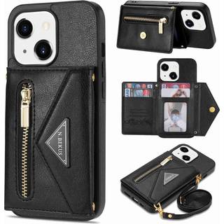 SKALO iPhone 15 PU-læder Cover med Pung - Sort