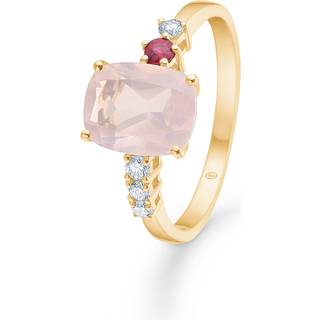 Mads Z Pink Felicity 14 kt. guld ring med rosakvarts og diamant