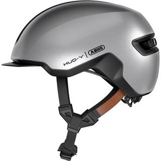 ABUS HUD-Y cykelhjelm LED Gleam Silver - Hjelmstørrelse 51-55 cm
