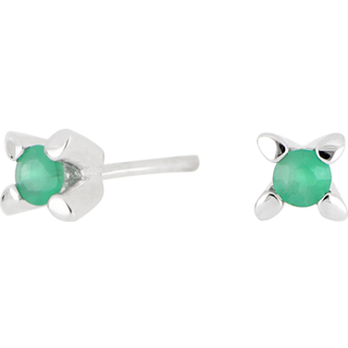 Siersbøl 14kt. hvidguldsørestikker med/smaragd 3mm
