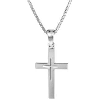 trendor 75419 Kreuz-Anhänger 18 mm Weißgold 585 mit Silberkette für Kinder
