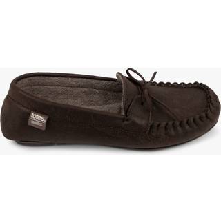 Totes Totes Brown Mens Isotoner Distressed Winter Moccasin Slippers with Herringbone Socks