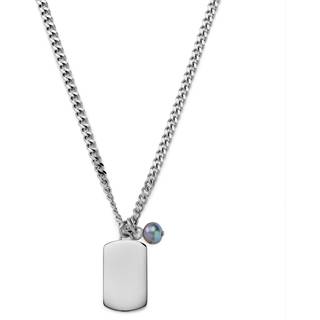 Ocata | Sølvfarvet Dog Tag & Perle Halskæde