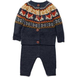 Bonjour Bebe Bonjour Bebe Blue Fairisle Pattern Knitted 2 Piece Jumper And Bottom Set