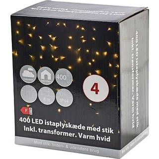 Istaplyskæde med 400 LED - varm hvid