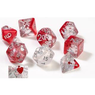 Hearts Translucent Dice Set - Rollespilsterninger - Sirius Dice