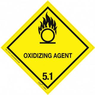 Fareetiket Klasse 5.1 OXIDIZING AGENT 100x100 mm ADR Gul/sort 250 stk