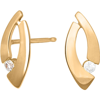 Siersbøl 8kt. guldørestikker mat/blank med cubic zirkonia