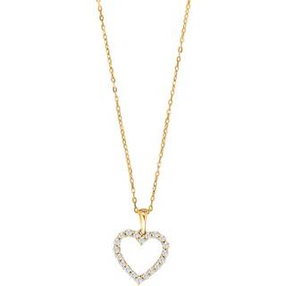 Siersbøl 14kt. guldhalskæde med hjerte dia.0.46ct W/SI