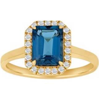 14 Karat Guld Ring fra Nordahl Andersen med Blå Topas og Brillanter 0,16 Carat W/SI