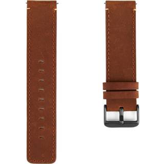 Tan og Gunmetal Grå Urrem med Cremefarvede Syninger