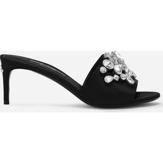 Dolce&Gabbana Crystal-embellished satin mules - black - EU 39
