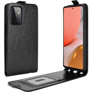 Samsung Galaxy A72 (4G / 5G) Vertikalt Flip Læder Cover m. Kortholder - Sort