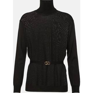 Valentino Belted virgin wool turtleneck sweater - black - L