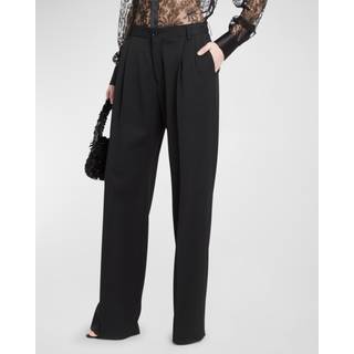 Dolce&Gabbana Pleated wool-blend wide-leg pants - black - XS