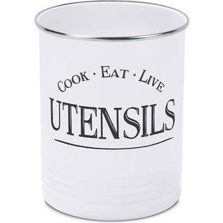 Walford Home Original Kitchen Geatensil Holder Crock White med premium polstret base - Vintage Farmhouse Home Kitchen Decor - Stor k?kkenv?rkt?js