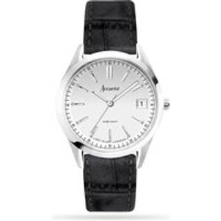 Accurist Unisex Everyday Silver Dial Black Leather Strap Watch - Silver