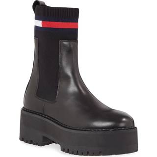 Leather Cleat Flatform Chelsea Sock Boots