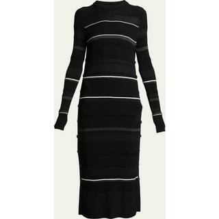Proenza Schouler Striped knitted midi dress - black - L