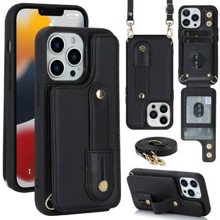 SKALO iPhone 15 Pro PU-læder Cover med Pung - Sort