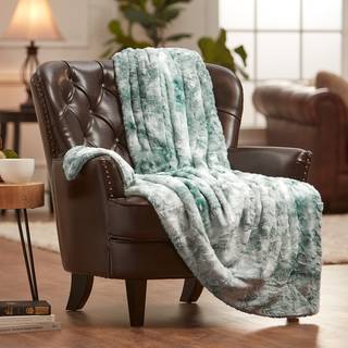 Chanasya Premium Wolf Faux pels kast t?ppe - bl?d fuzzy sherpa & minky kast t?ppe - til seng eller sofa - 50 x 65a - tan teal