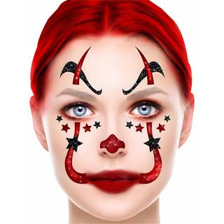 Horror-Clown Glitter Gesichts-Aufkleber