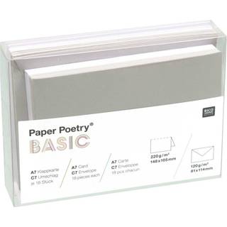 Paper Poetry Kartenset Basic weiß-grau C7