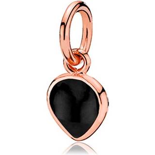 IZABEL CAMILLE HEART DROP ROSAFORGYLDT SØLV VEDHÆNG MED DRÅBE I SORT ONYX
