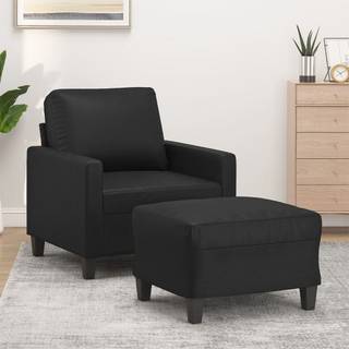 sofastol med fodskammel 60 cm kunstlæder sort