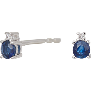 Siersbøl 14kt. hvidguldsørestikker med safir og diamant på 0.015ct W/PI