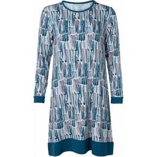 Lady Avenue Bamboo Longsleeve Nightdress - Blue Pattern - XX-Large