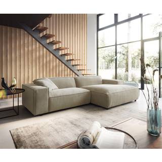 Ecksofa Tenso 280x165 cm Chenille Beige Recamiere rechts