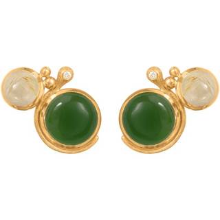 OLE LYNGGAARD COPENHAGEN Lotus 18 kt. guld ørestikker med rutil, serpentin og diamanter